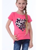 T-shirt with mirror petals amaranth NDZ8292 - Online store - Boutique